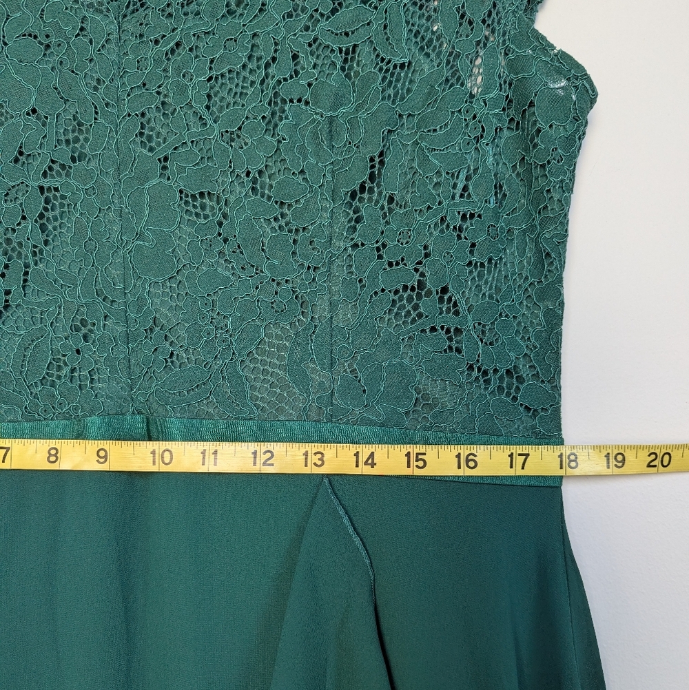 Miusol Deep Green Faux Wrap Ruffle Dress Scalloped Neck HiLo Skirt sz XXL= US XL - Picture 10 of 11